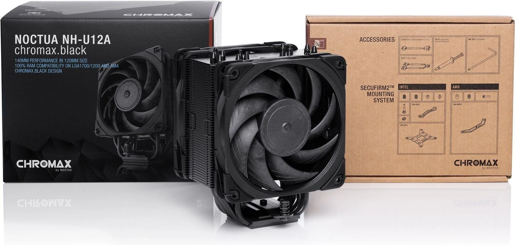 Noctua U12A chromax.juodas procesoriaus aušintuvas – 120mm