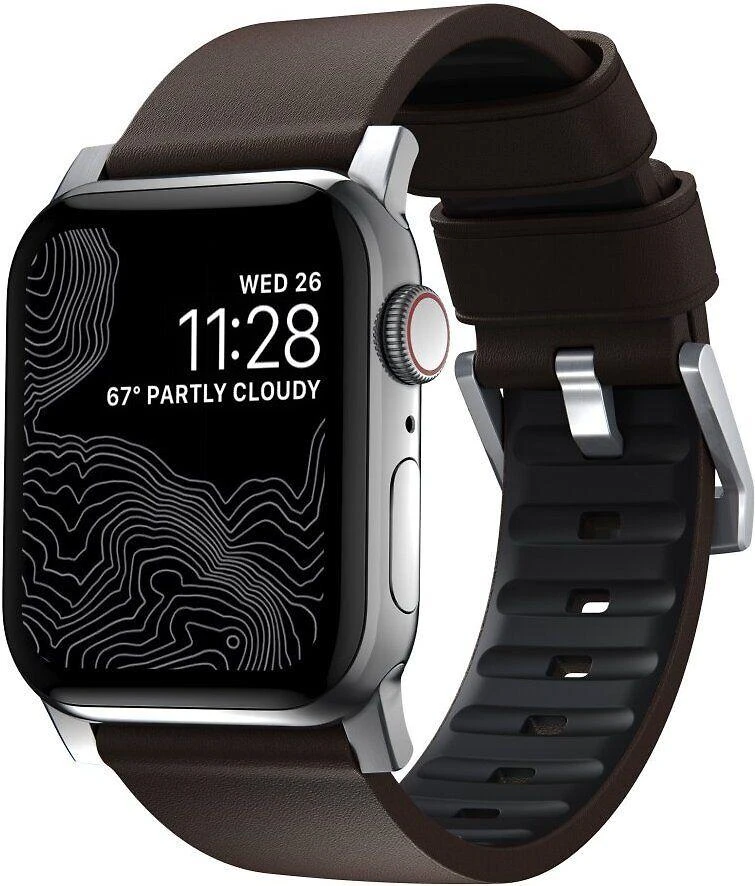 Nomad Aktyvus dirželis Pro rudas, sidabrinis - Apple Watch 49mm/46mm/45mm/44mm/42mm