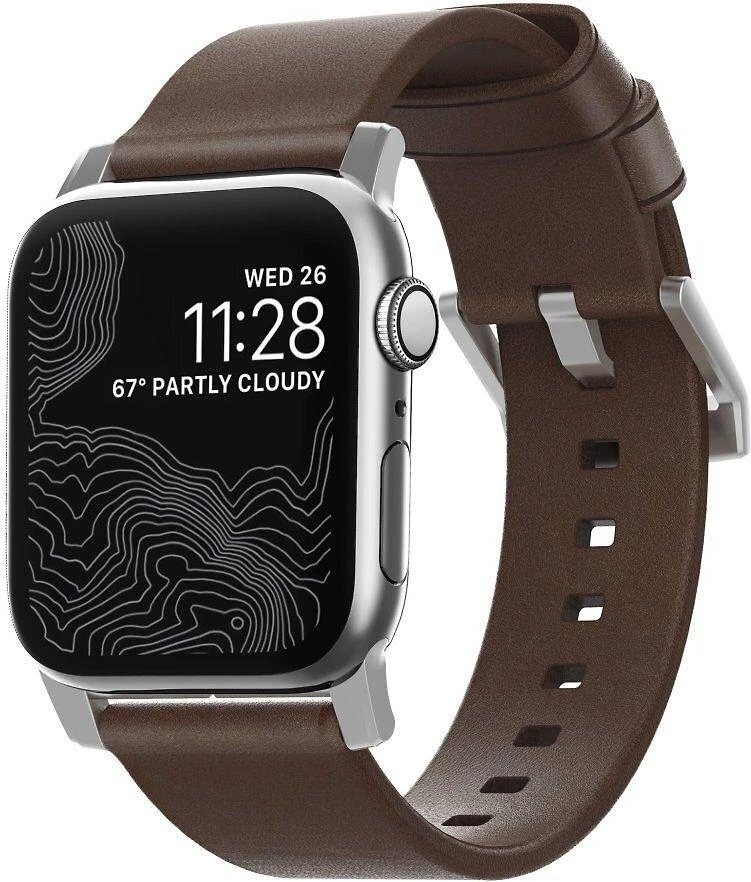 Nomad Išmaniojo laikrodžio Apple odinis dirželis, Rudos spalvos, 42/44mm
