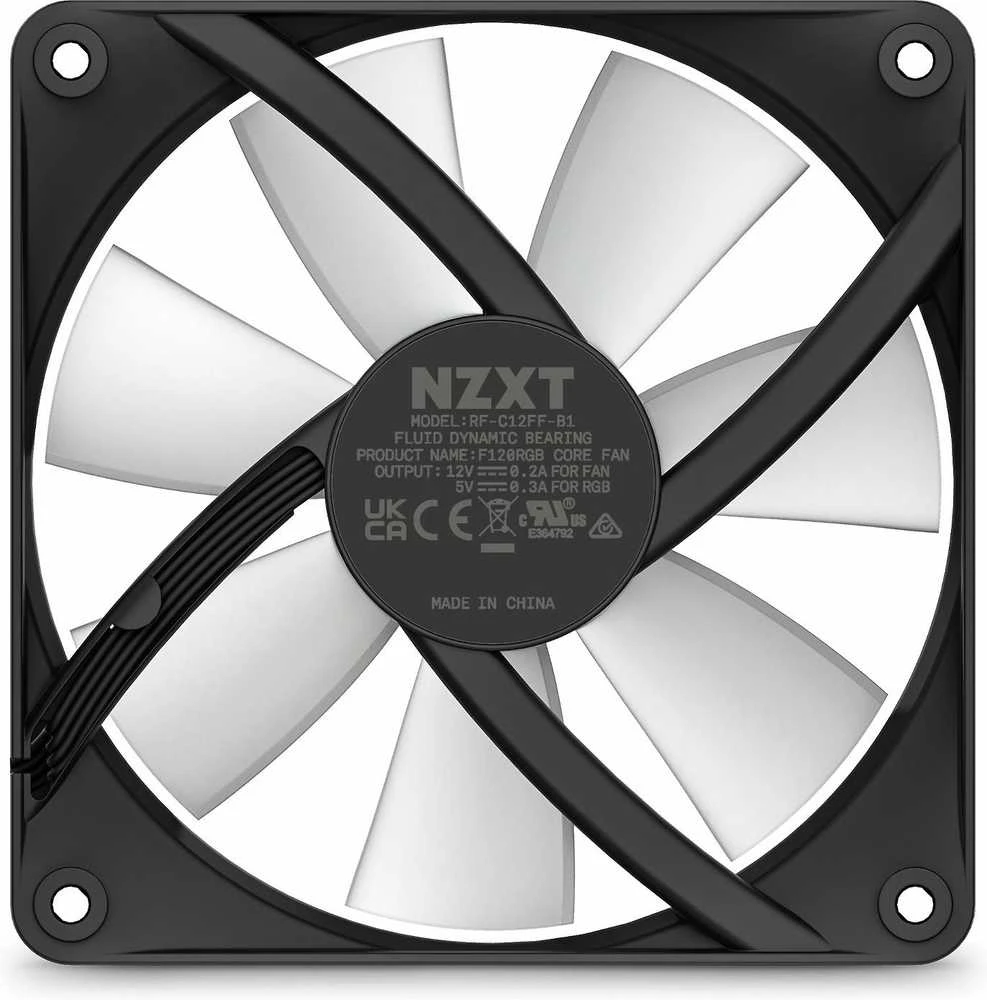 NZXT F120 RGB pagrindinis ventiliatorius, 120 mm, juodas