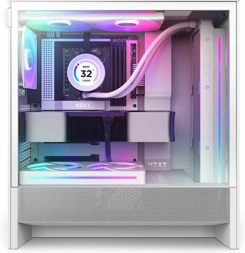 NZXT PC dėklas H5 Flow RGB 2024 midi bokštas baltas