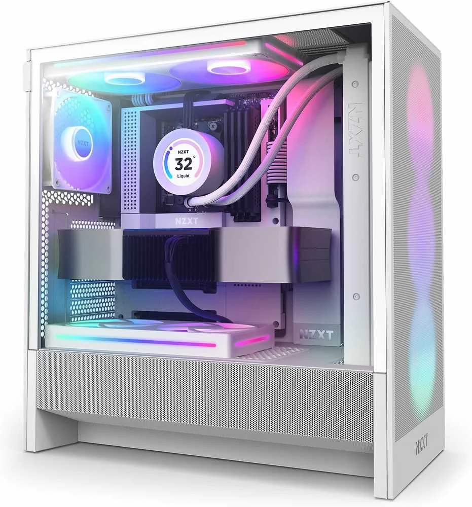 NZXT PC dėklas H5 Flow RGB 2024 midi bokštas baltas