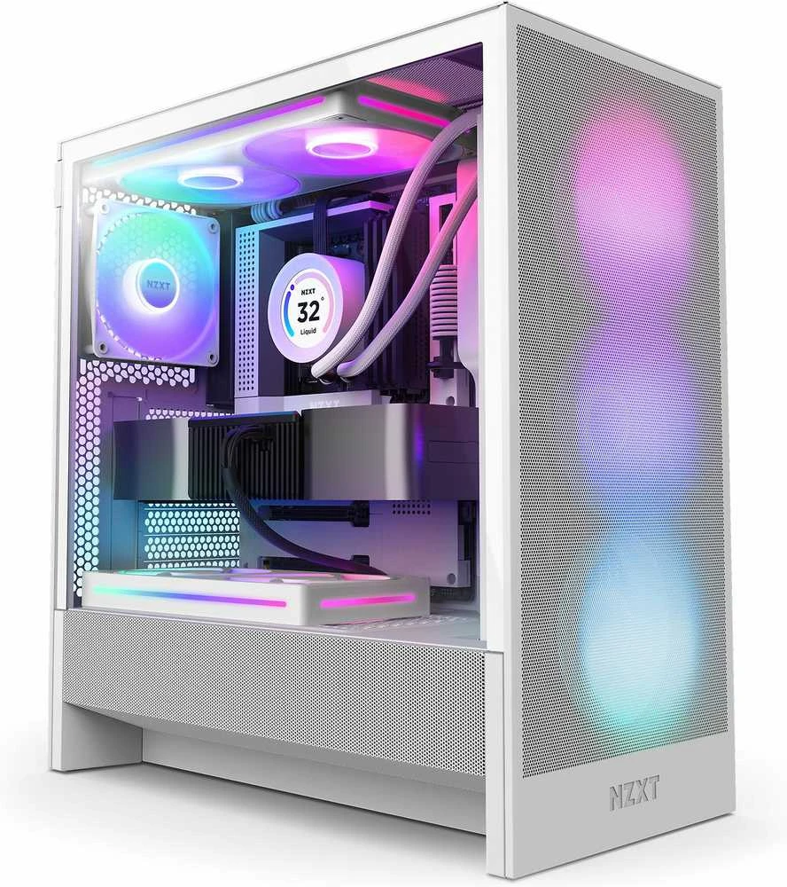 NZXT PC dėklas H5 Flow RGB 2024 midi bokštas baltas