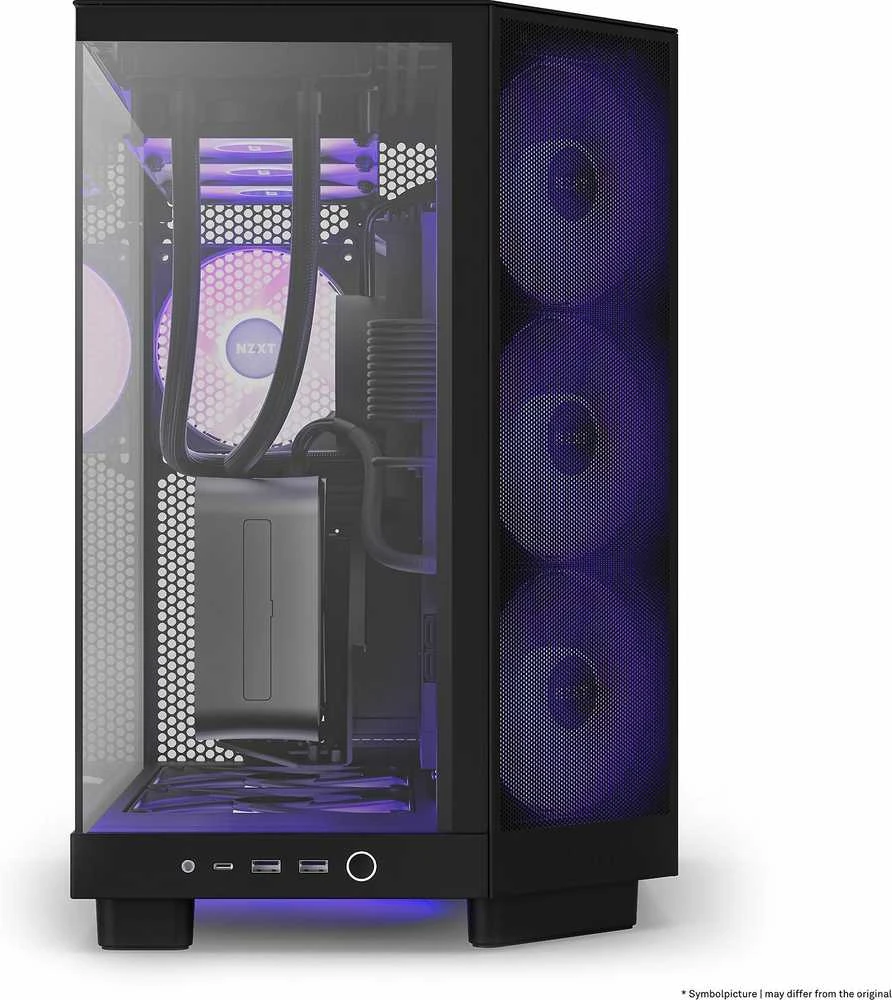 Kompiuterio korpusas NZXT H6 FLOW RGB MIDI BOKŠTAS SU LANGU, Juodas