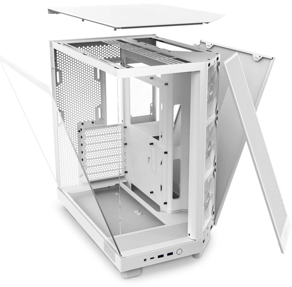 NZXT H6 Flow RGB kompiuterio korpusas, Mid-Tower, ATX, su 3 RGB ventiliatoriais, baltas (CC-H61FW-R1)