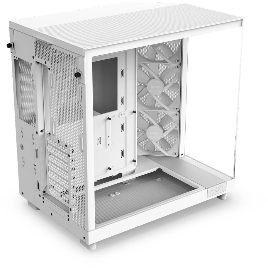NZXT H6 Flow RGB kompiuterio korpusas, Mid-Tower, ATX, su 3 RGB ventiliatoriais, baltas (CC-H61FW-R1)