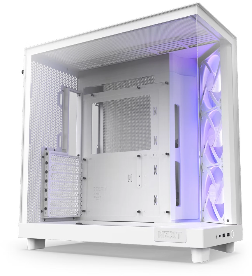 NZXT H6 Flow RGB kompiuterio korpusas, Mid-Tower, ATX, su 3 RGB ventiliatoriais, baltas (CC-H61FW-R1)
