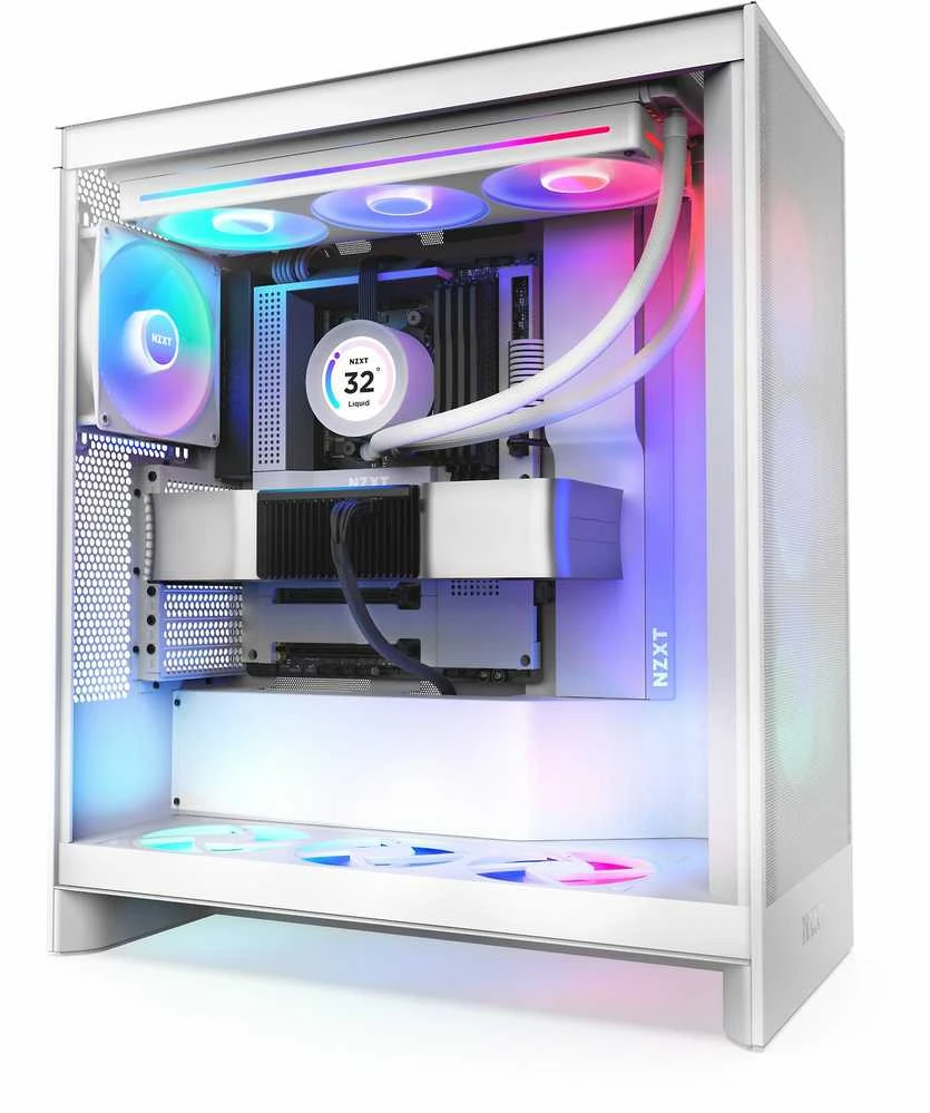 NZXT PC dėklas H7 Flow RGB midi bokštas baltas