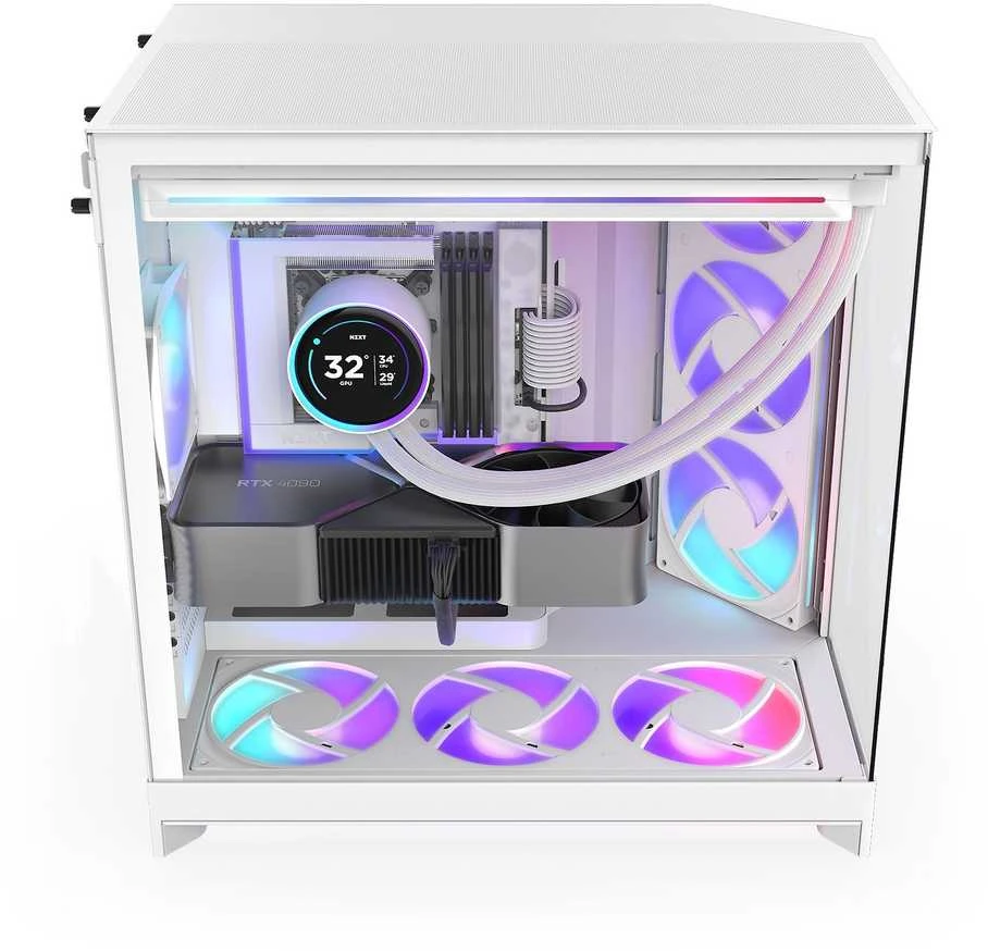 NZXT H9 Flow RGB+ MIDI bokštas Baltos