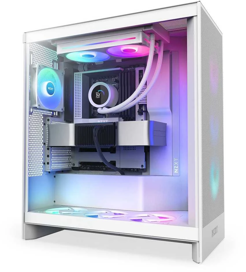 NZXT Kraken aušintuvas sumontuotas kompiuterio viduje