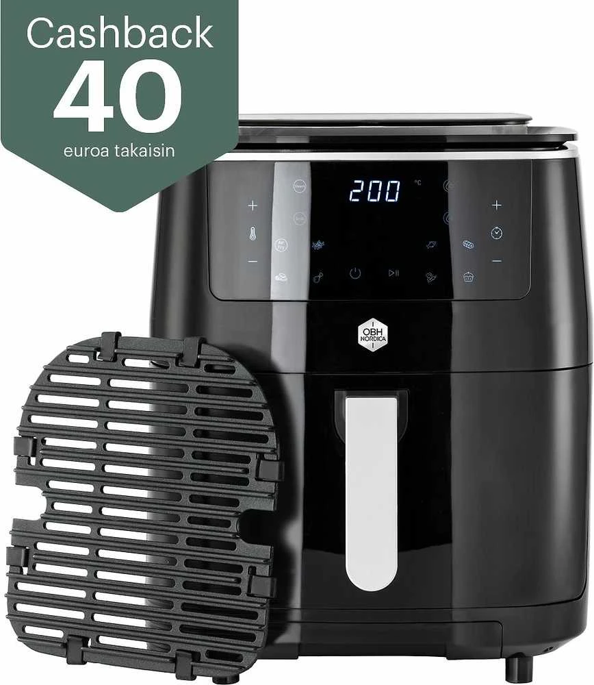 Gruzdintuvė SEB OBH Nordica FW2018S0, Hot air fryer, 6.5 L, 8 person(s), 60 min, Single, Juodas