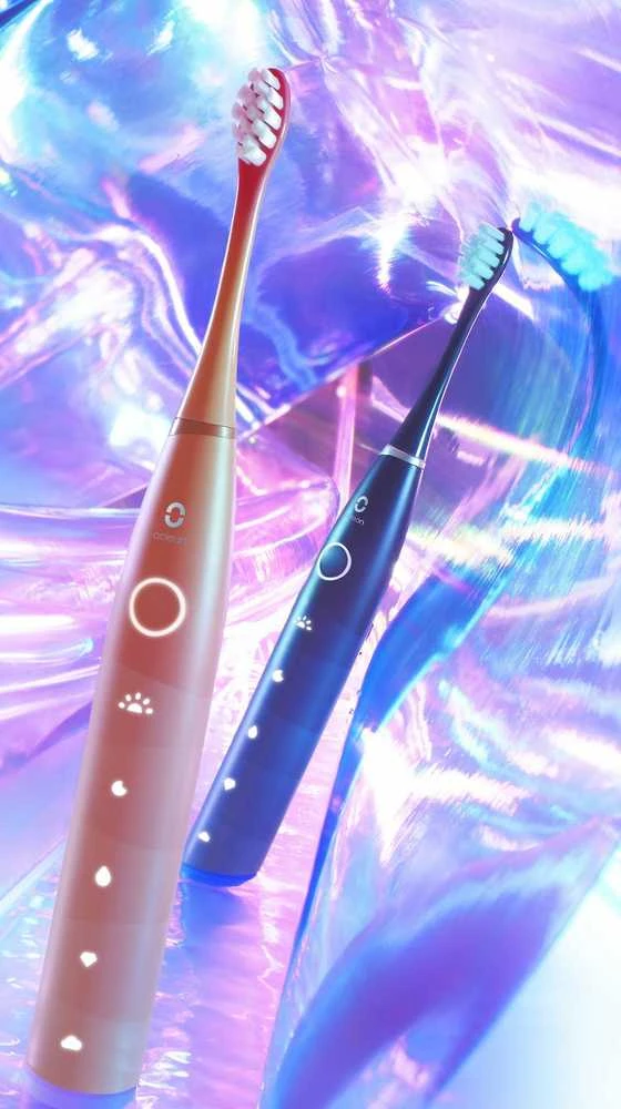 Dantų šepetėlis Oclean "Flow Find Duo Sonic" šepetėlių rinkinys raudona - mėlyna 2 vnt.