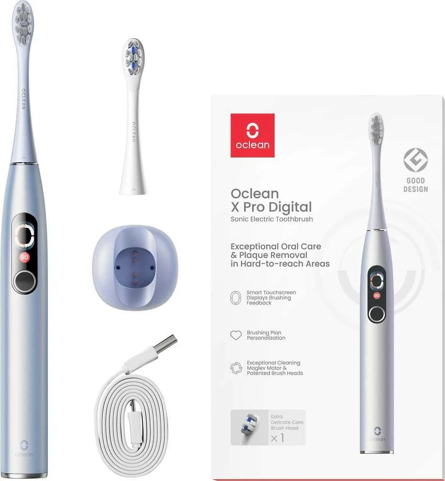 Oclean Elektrinis dantų šepetėlis X Pro Digital, Sidabrinės spalvos aprašymas - Prekės nuotrauka