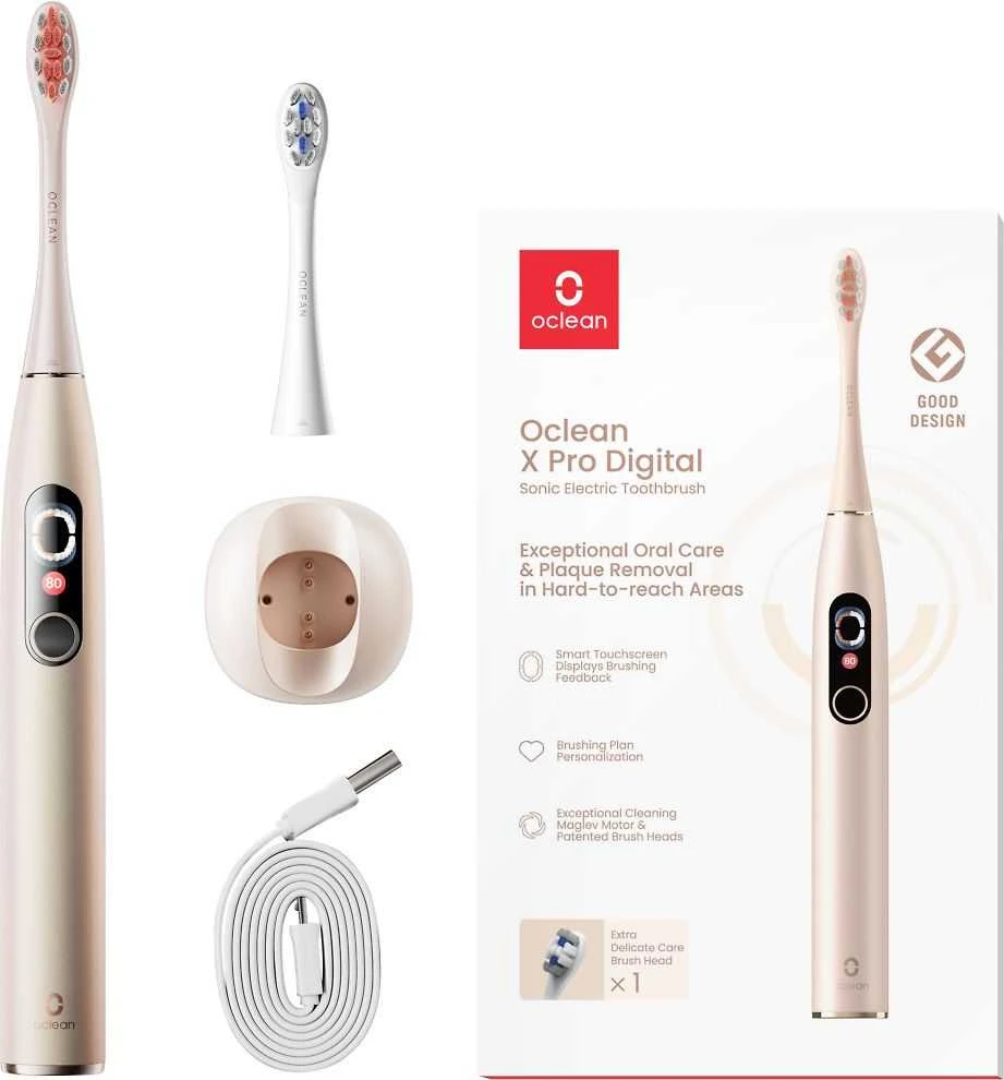 Oclean Elektrinis dantų šepetėlis X Pro Digital, Auksinės spalvos aprašymas - Prekės nuotrauka