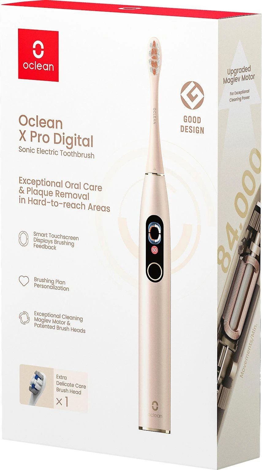 Oclean Elektrinis dantų šepetėlis X Pro Digital, Auksinės spalvos