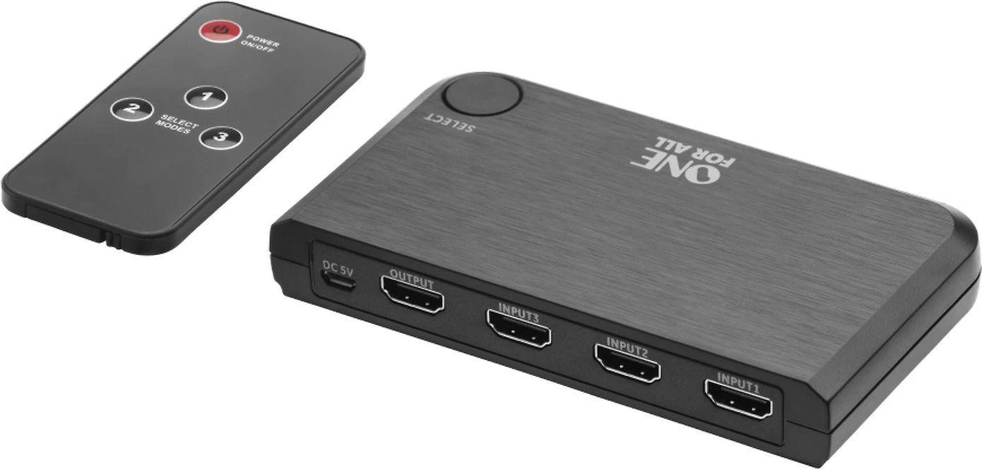 One For All Vienas visiems Vienas visiems išmanusis HDMI jungiklis SV1632 4K, HDMI jungiklis (juodas, Full HD HDMI jungiklis)