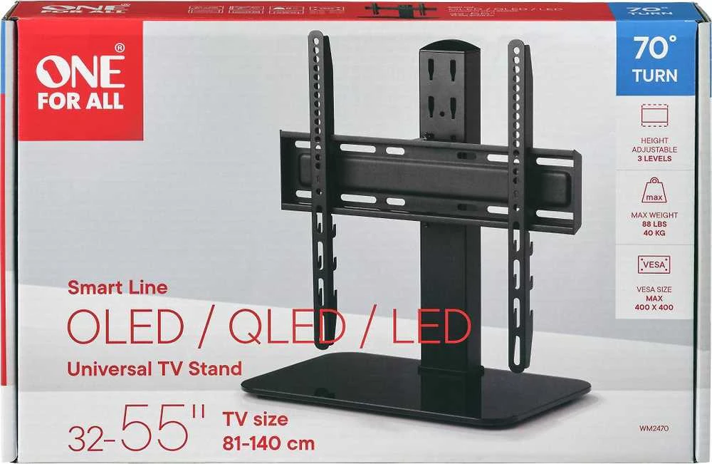 Laikiklis ONE For ALL | Išmanusis stalinis televizoriaus stovas WM 2470 | Reguliuojamo aukščio | 81–139 cm | Maksimali apkrova 40 kg