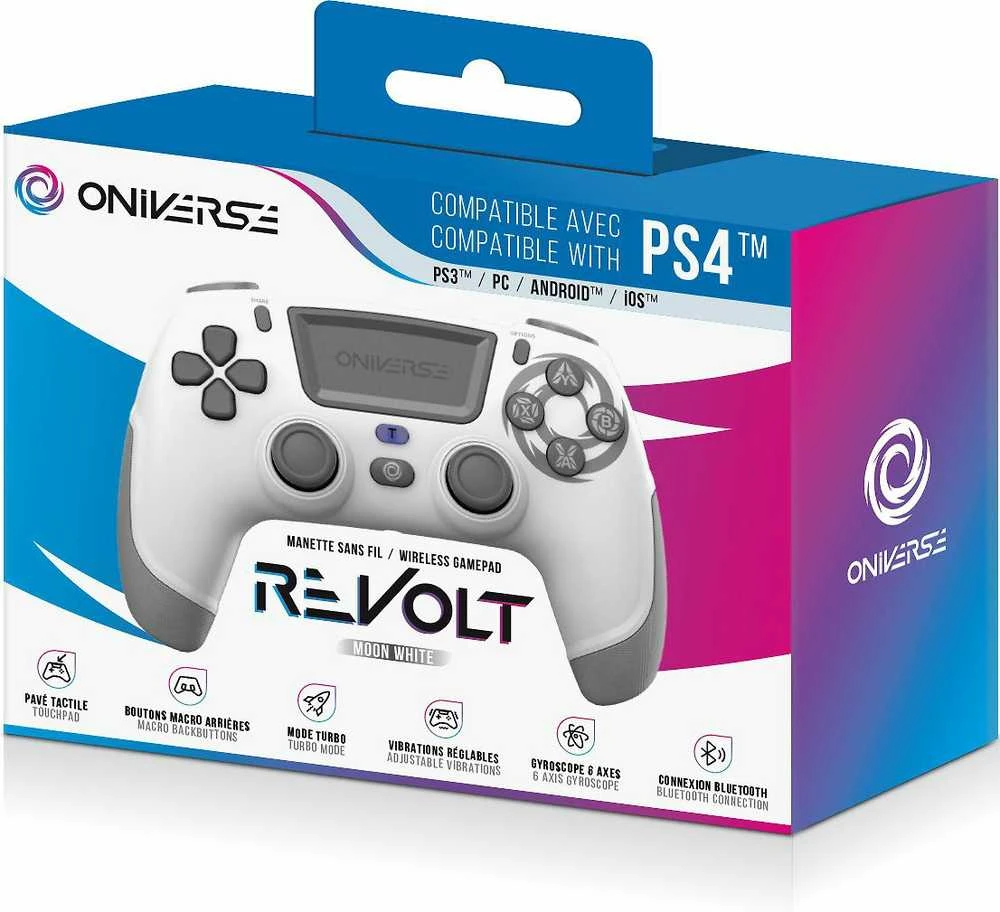 ONIVERSE Belaidis PS4 „Revolt Bluetooth“ valdiklis „Wasp“ – baltas