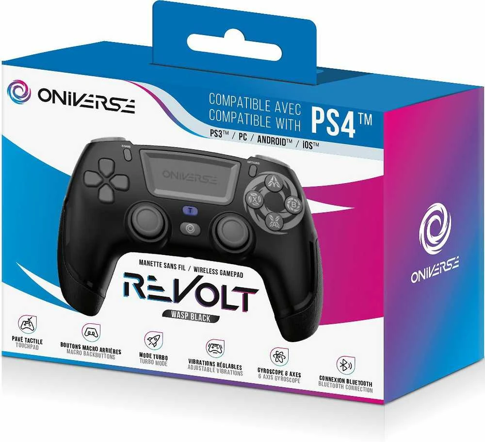 ONIVERSE PS4 belaidis „Revolt Bluetooth“ valdiklis „Wasp“ – juodas