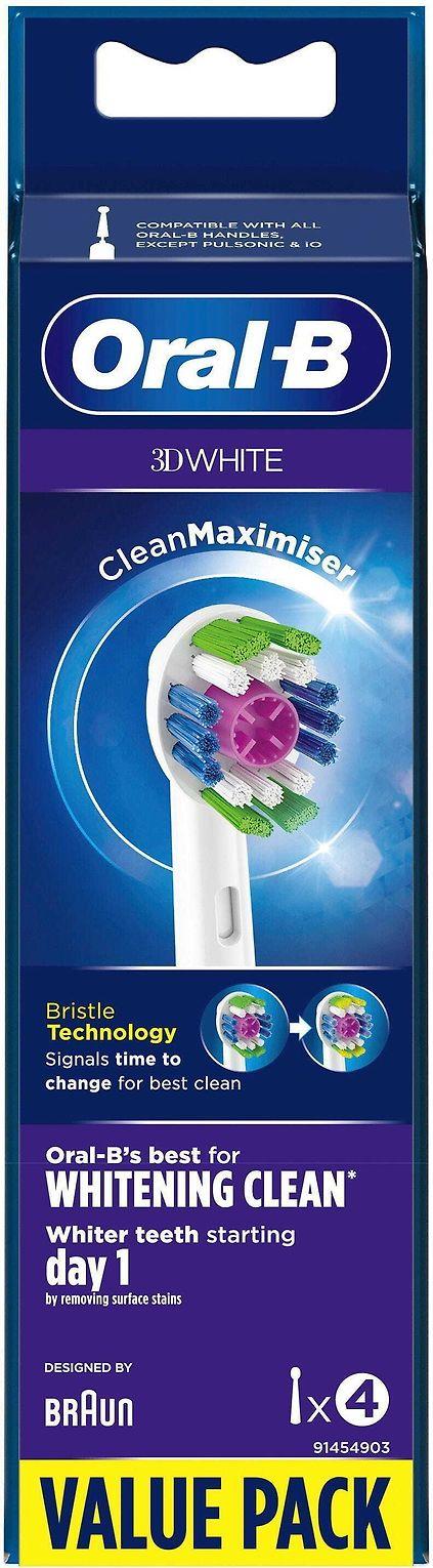 Oral-B Replaceable dantų šepetėlis galvutės with CleanMaximiser 3D Refill Heads Suaugusiems Šepetėlių skaičius galvutės įeina 4 Number of teeth brushing modes Does not apply Baltas