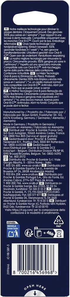 „Oral B iO“ serijos „Gentle Care“ keičiamos dantų šepetėlio galvutės – juodos – 3 vnt.