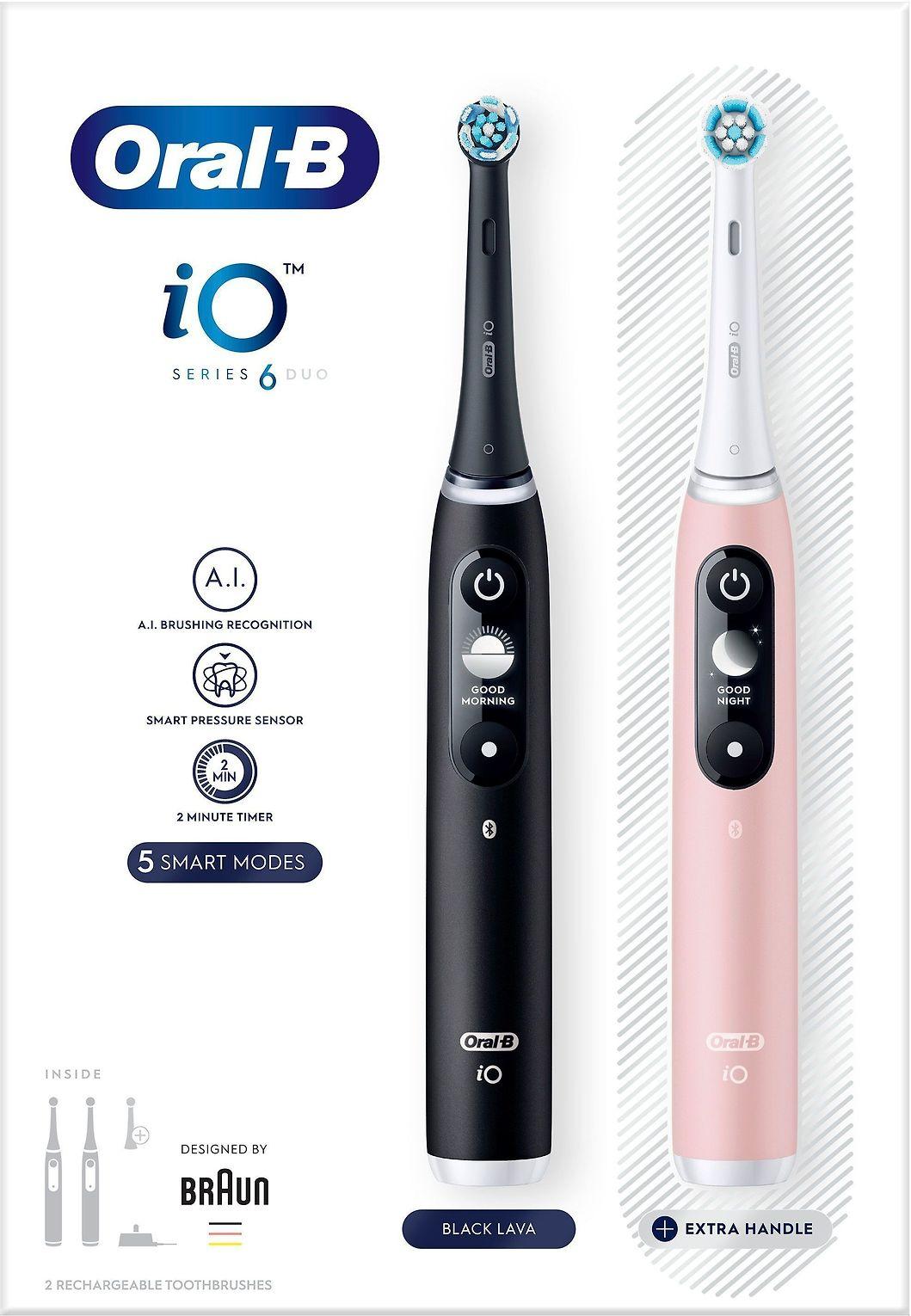 Braun Oral-B iO Series 6 Duo Set Juodas Lava/Rožinė Sand