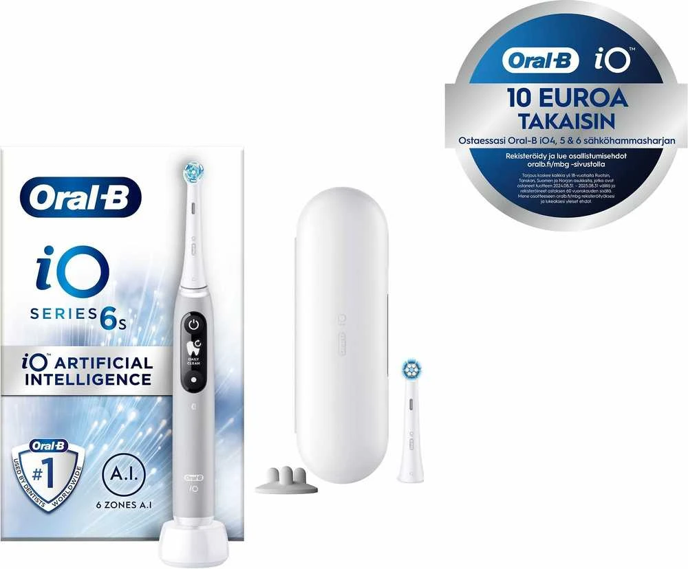 Oral-B Elektrinis dantų šepetėlis | iO6s | Įkraunamas | Suaugusiems | Šepetėlių skaičius galvutės įeina 1 | Number of teeth brushing modes 5 | Pilkas Opal
