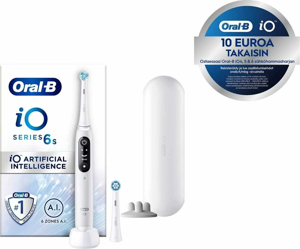 Oral-B Elektrinis dantų šepetėlis | iO6 | Įkraunamas | Suaugusiems | Šepetėlių skaičius galvutės įeina 1 | Number of teeth brushing modes 5 | Baltas