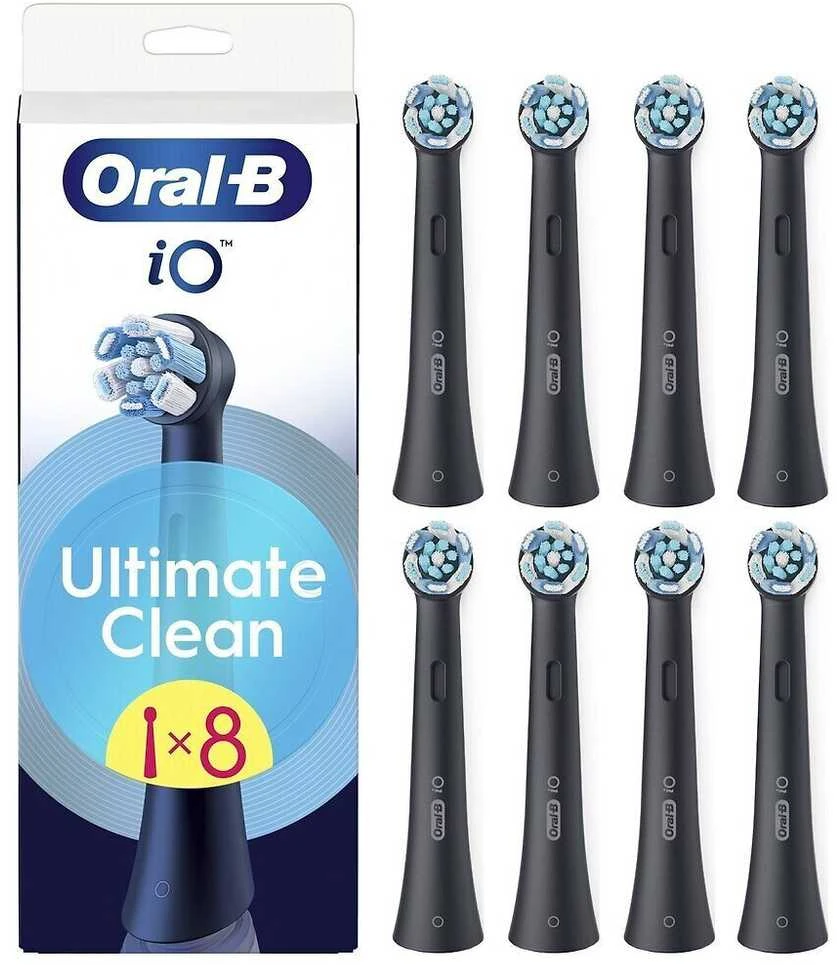 „Oral B iO“ serijos „Ultimate Clean Juodas“ keičiamos dantų šepetėlio galvutės – juodos – 8 vnt.