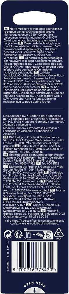 „Oral B iO“ serijos „Ultimate Clean“ keičiamos dantų šepetėlio galvutės – baltos – 3 vnt.