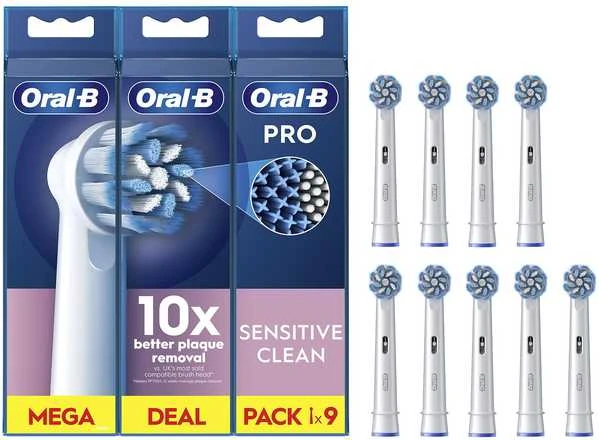 Oral-B Sensitive Clean 9 vnt. pakuotė ir šepetėlių galvutės