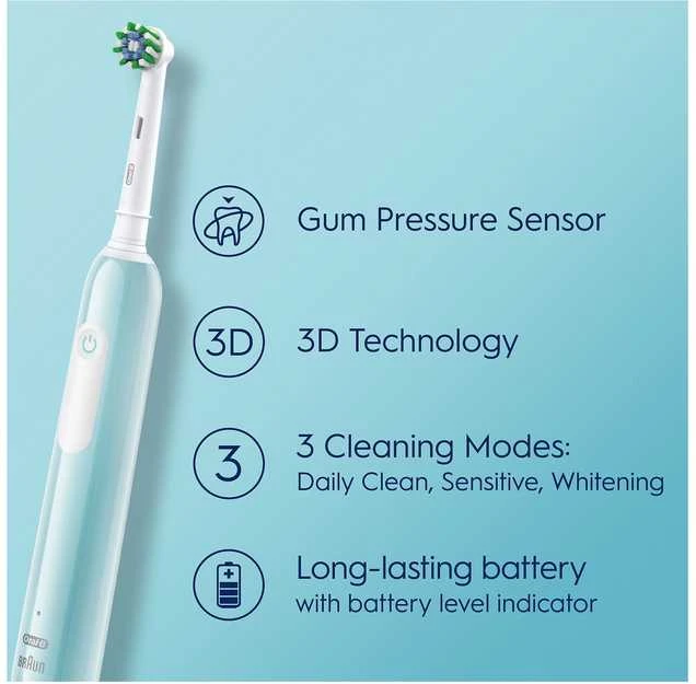 Braun Oral-B | Elektrinis dantų šepetėlis, Duo pack | Pro Series 1 | Įkraunamas | Suaugusiems | Šepetėlių skaičius galvutės įeina 2 | Number of teeth brushing modes 3 | Mėlyna/Juodas