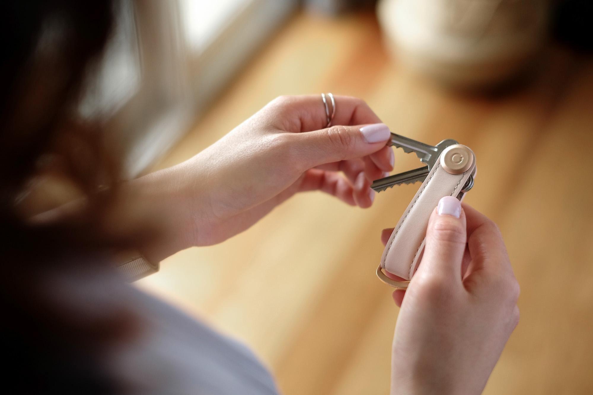 Orbitkey odinis raktų laikiklis, rožinis auksas