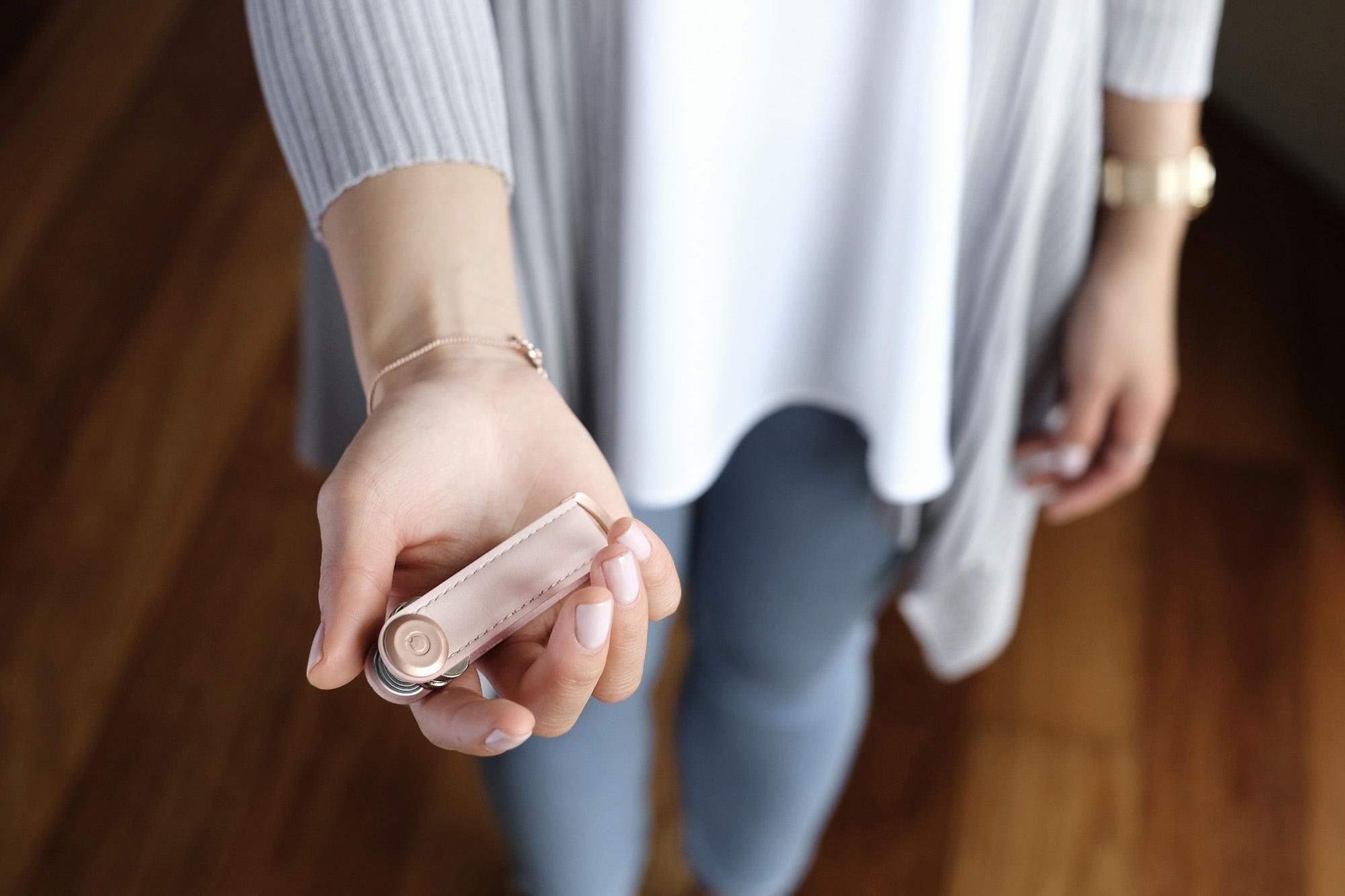 Orbitkey odinis raktų laikiklis, rožinis auksas