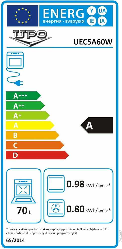Orkaitė Upo UEC5A60W keraaminen liesi, valkoinen