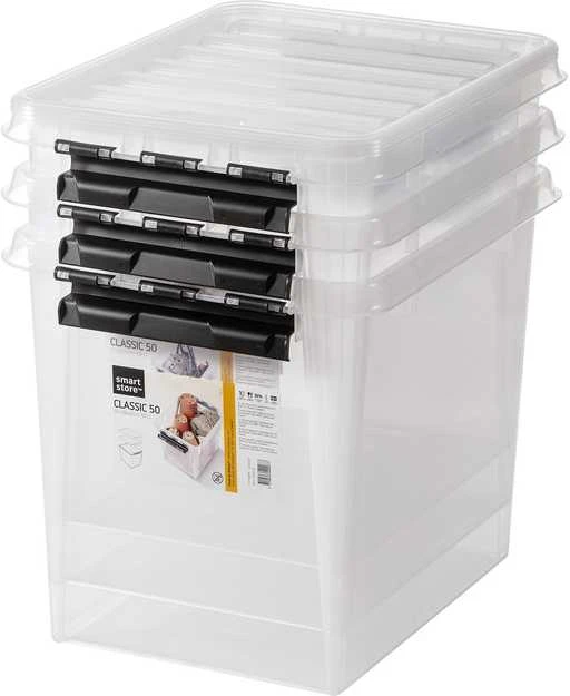 Orthex SmartStore Classic 52 L -säilytyslaatikko kannella, 3 kpl pakkaus
