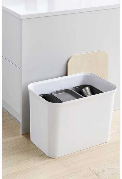 Orthex SmartStore Collect rūšiavimo rinkinys su faneros dangteliu, 76 L, baltas