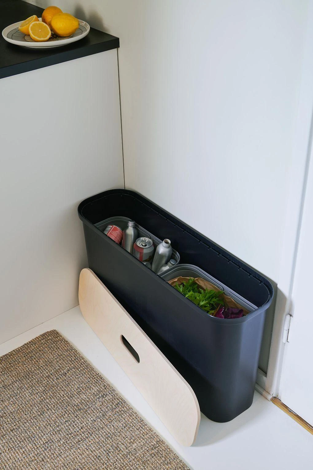 Orthex SmartStore Collect Slim 46 L rūšiavimo rinkinys, juodas