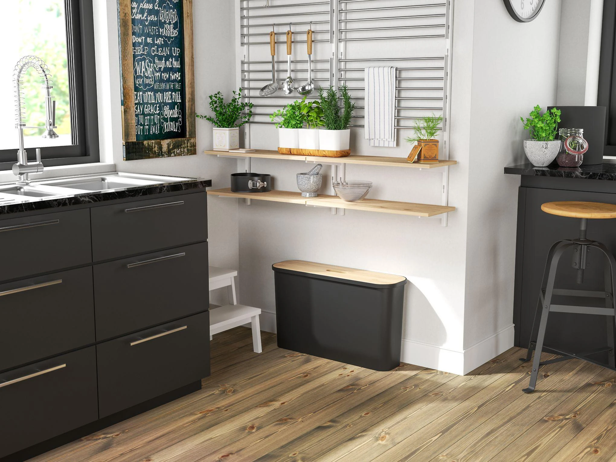 Orthex SmartStore Collect Slim 46 L rūšiavimo rinkinys, juodas