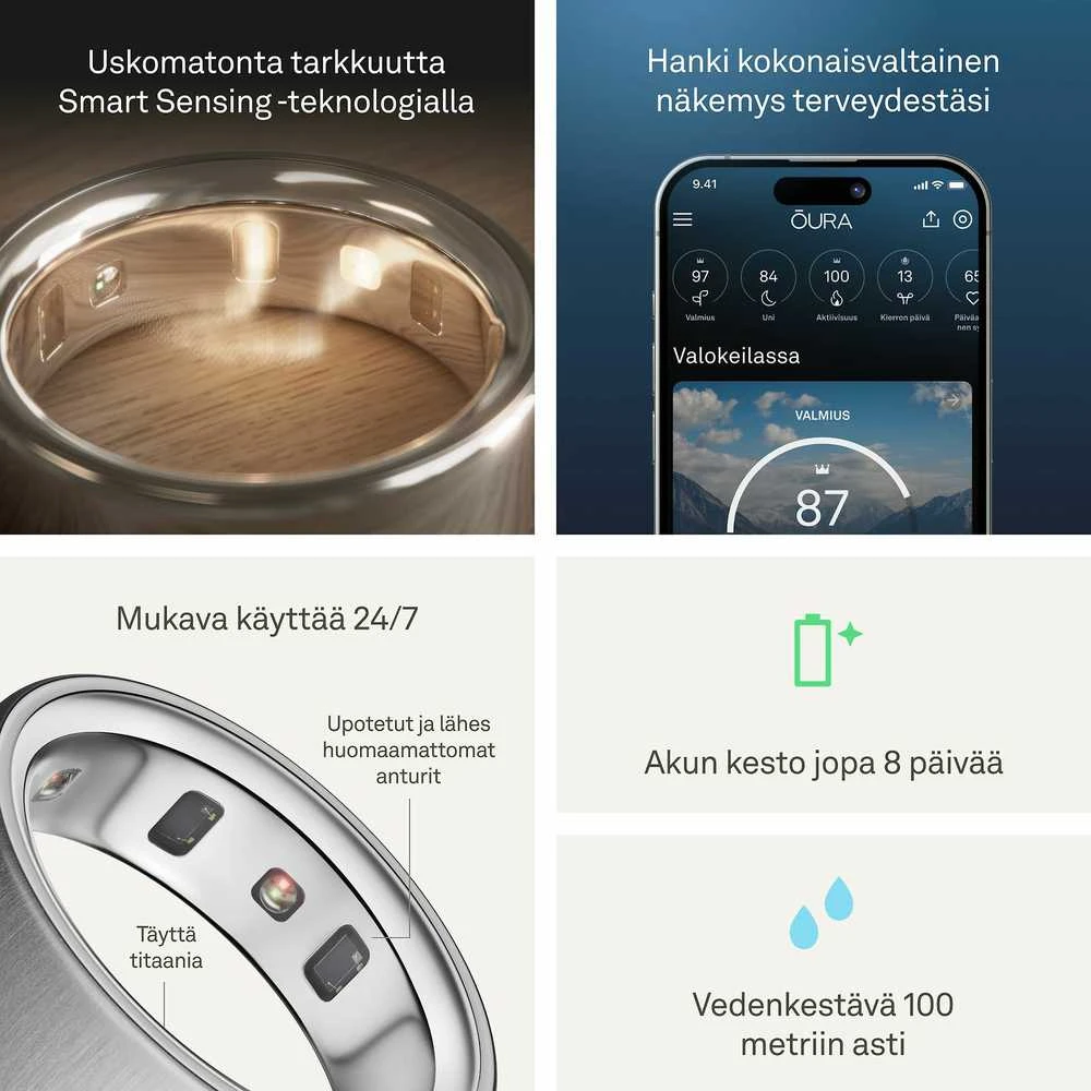 Išmanusis žiedas Oura Ring 4 | 12 dydžio, šlifuoto sidabro spalvos