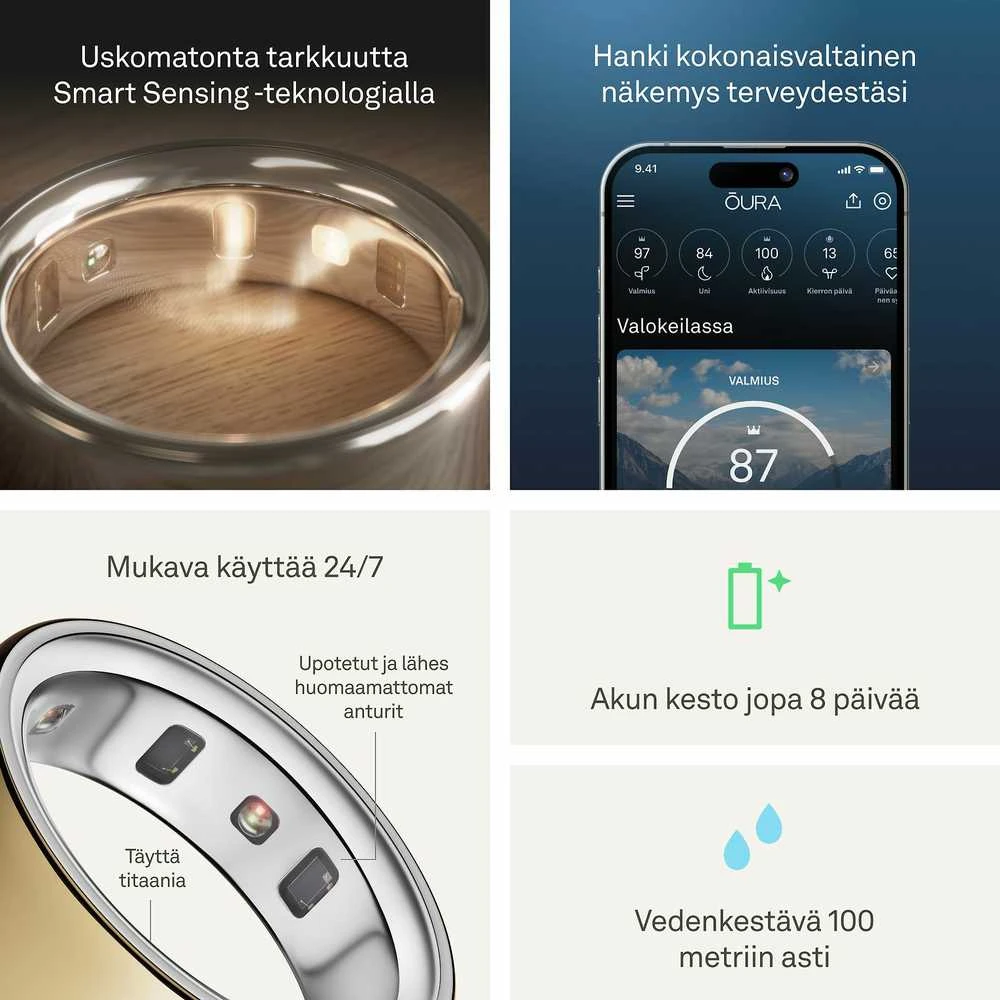 Išmanusis žiedas Oura Ring 4 | 9 dydžio, aukso spalvos