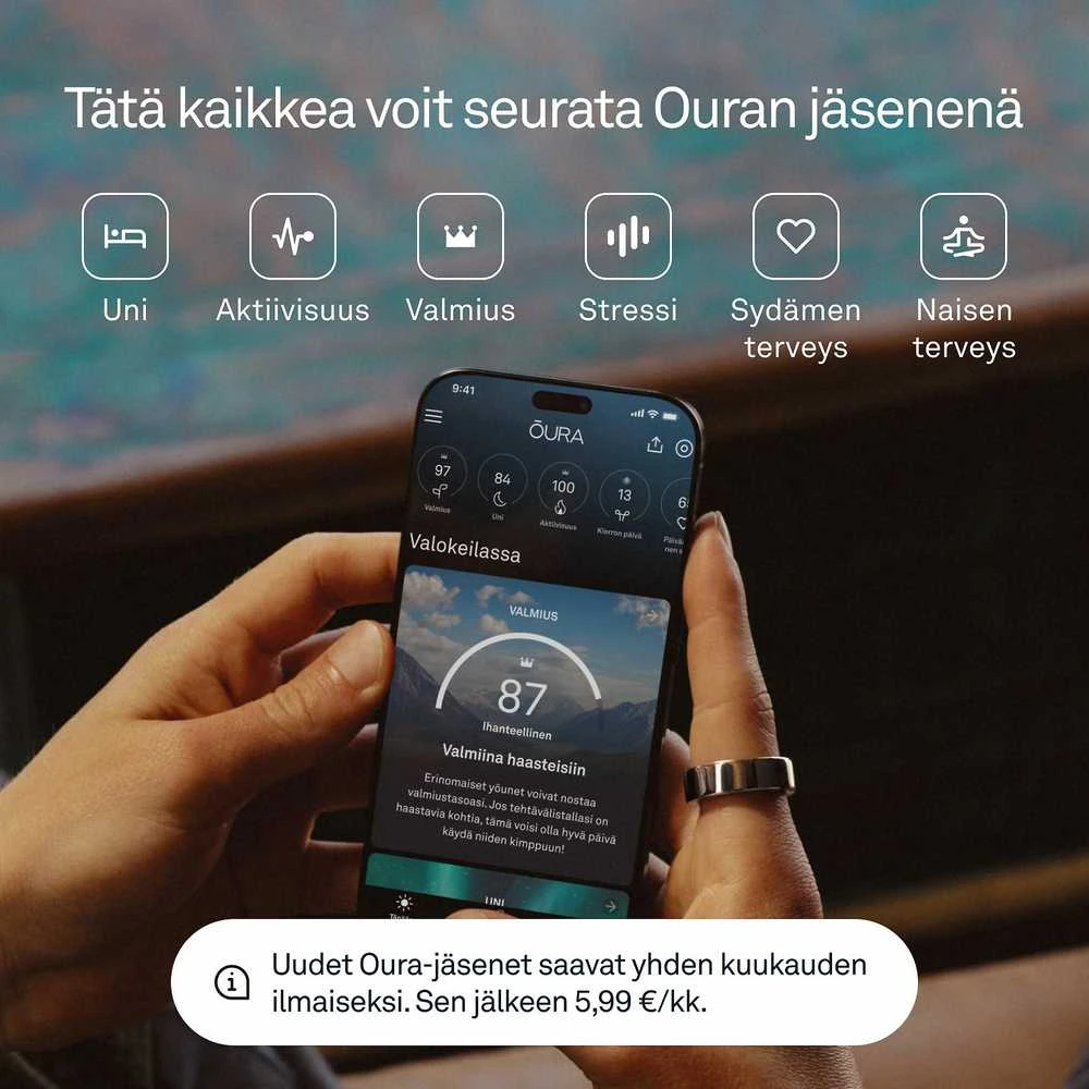 Oura Ring 4 älysormus, Sidabrinis, koko 9