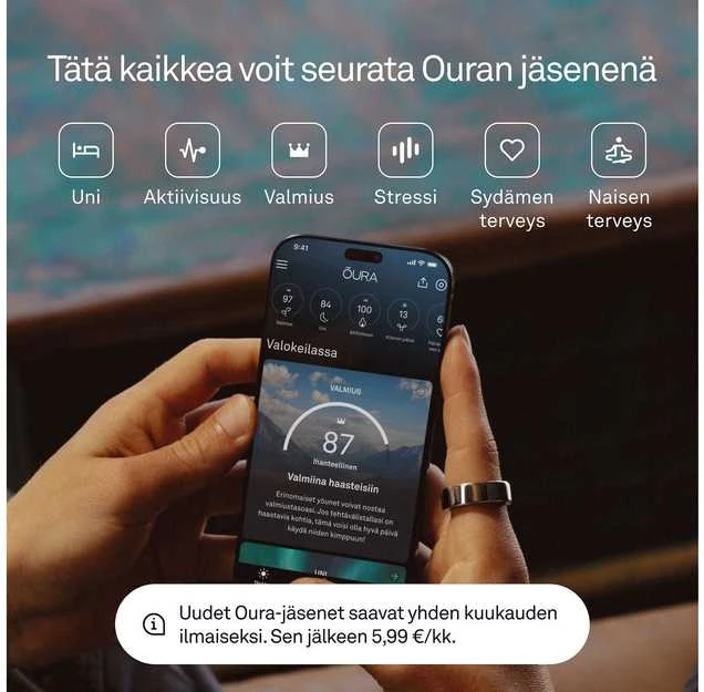Oura Ring 4 älysormus, Sidabrinis, koko 9