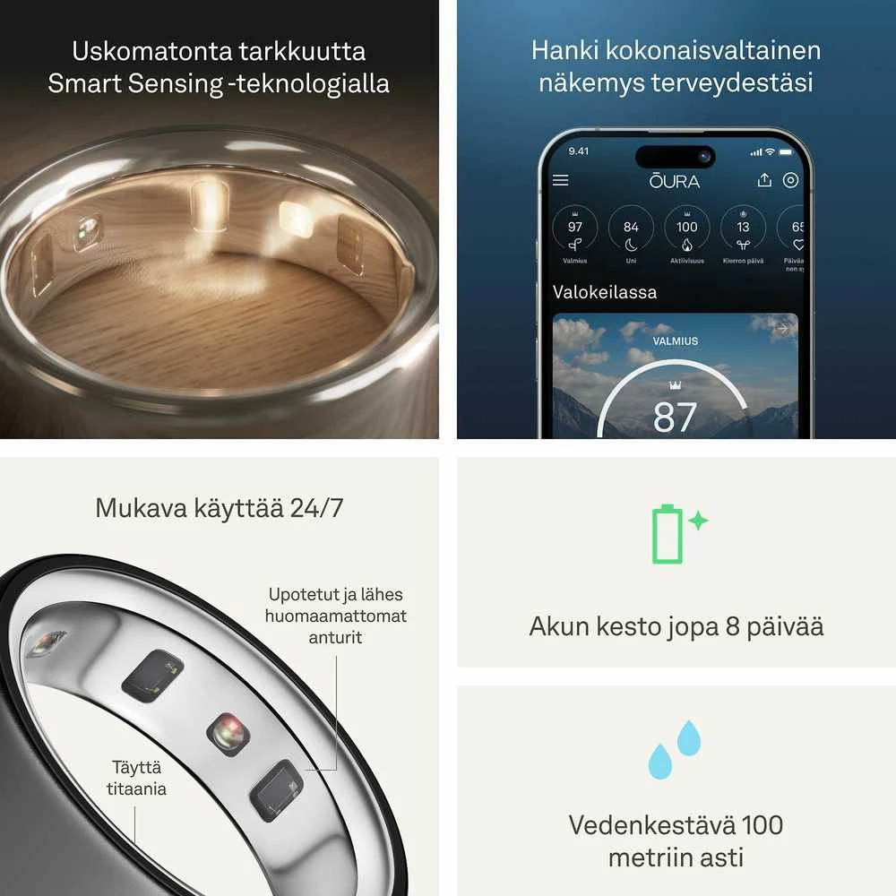 Išmanusis žiedas Oura Ring 4 | 11 dydžio, tamsiai pilkos spalvos