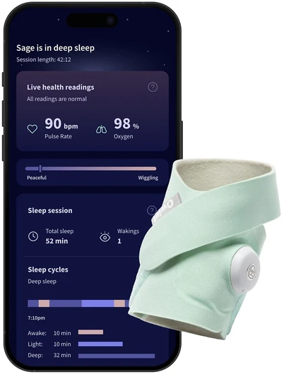Išmani kūdikio kojinė „Owlet Dream Sock“, mėtų spalvos