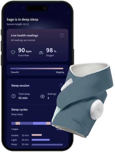 Išmani kūdikio kojinė „Owlet Dream Sock“, mėlynos spalvos