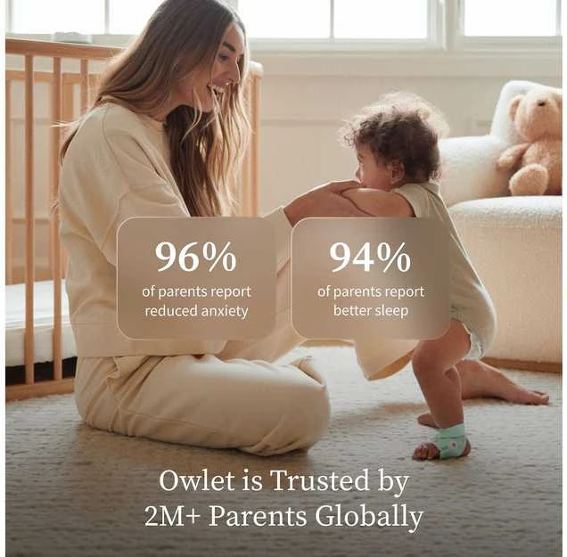 Mobili auklė Owlet Dream Duo (Gen 3), su rožinėmis kojinėmis