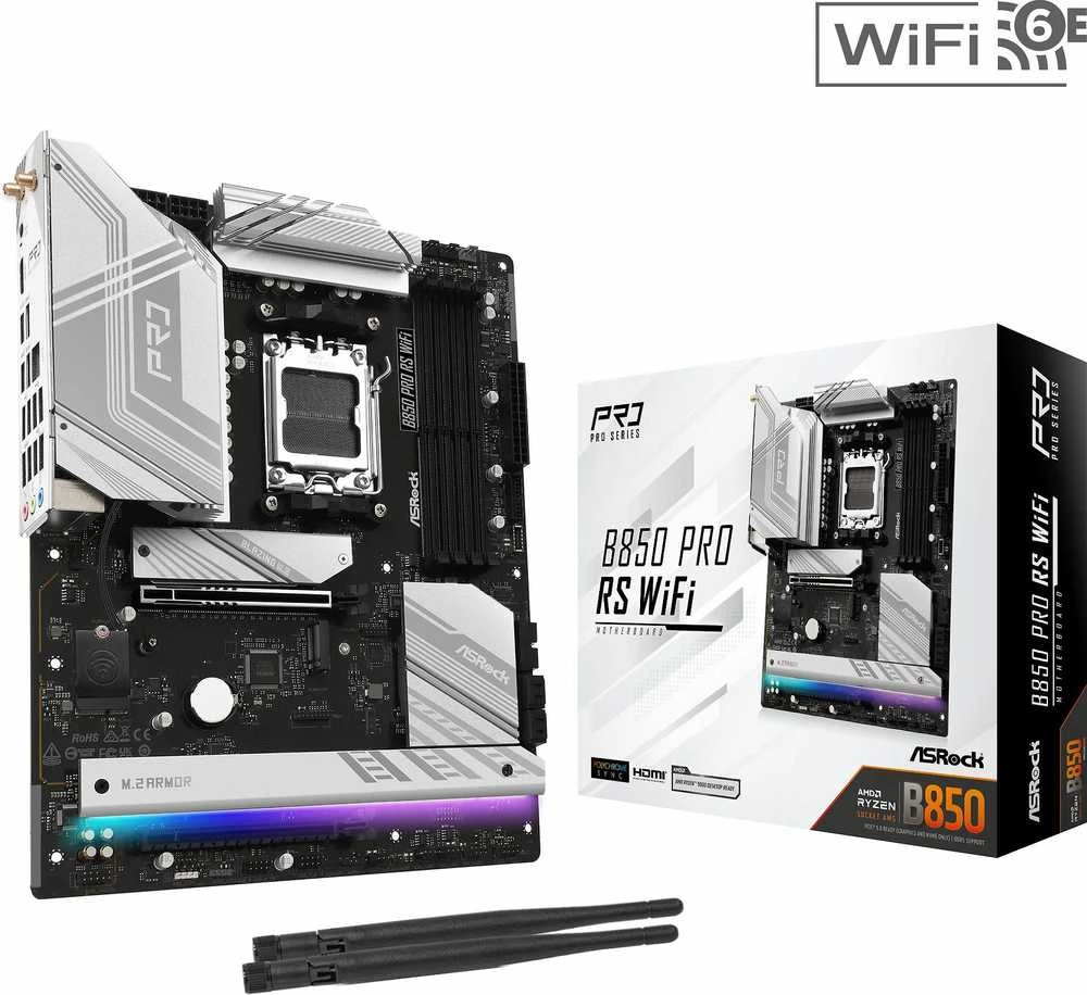 Pagrindinė plokštė ASRock B850 Pro RS WiFi AMD B850 Lizdas AM5 ATX