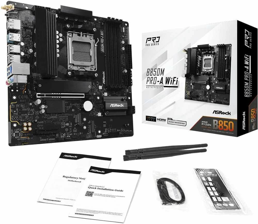 ASRock B850M Pro-A WiFi AMD B850 Socket AM5 micro ATX pagrindinė plokštė