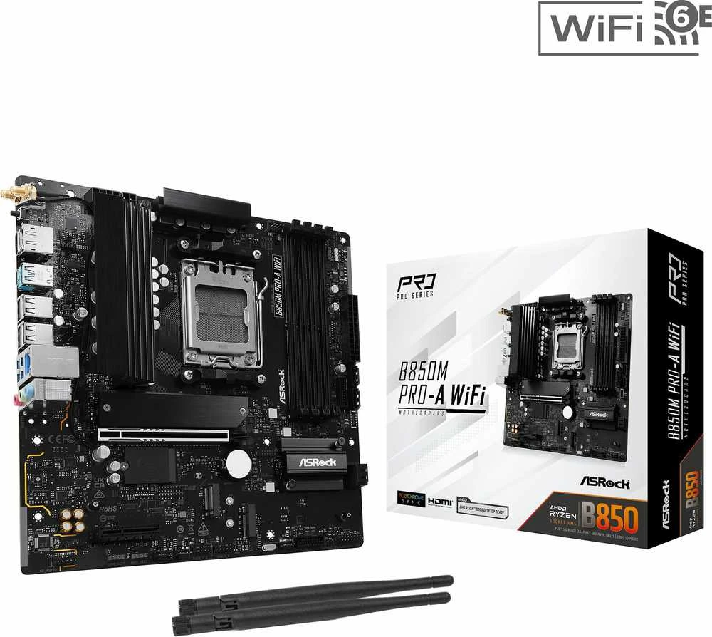ASRock B850M Pro-A WiFi AMD B850 Socket AM5 micro ATX pagrindinė plokštė
